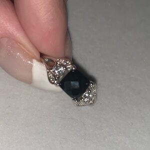 NVC 925 Sterling Silver Ring With Black & Clear Gems Size 6